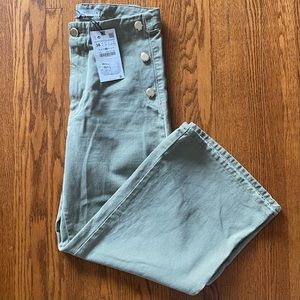 NWT - Zara Cropped Wide-leg Jeans with Gold Buttons